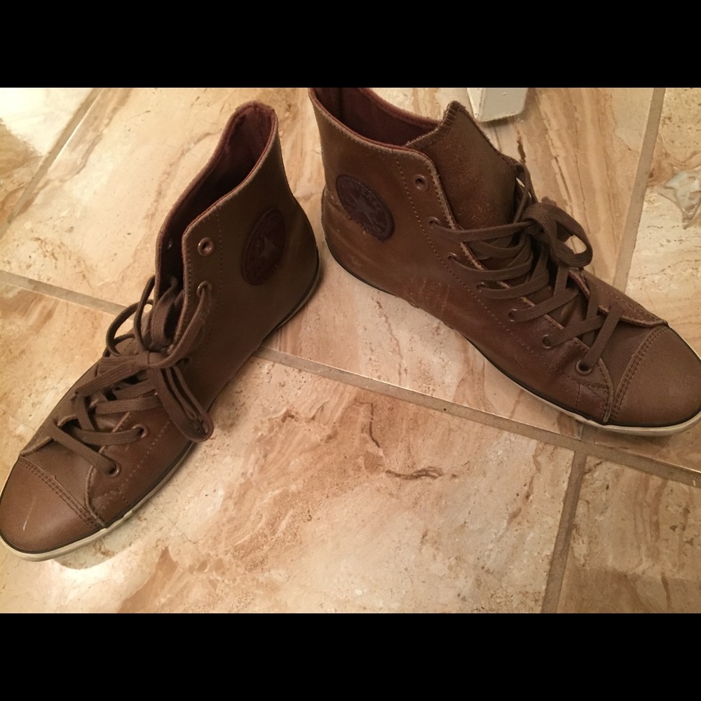Brown leather chucks